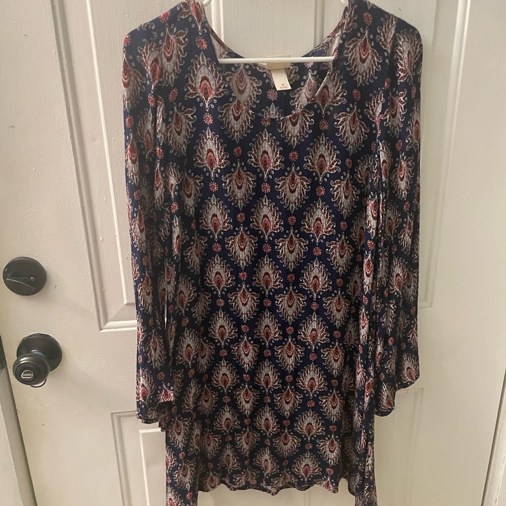 Mossimo Supply Co. Navy and Red Long Sleeve Dress